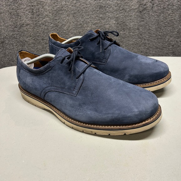 Clarks Mens Blue Suede Leather Oxfords Casual Dress Shoes US 13 M - Picture 1 of 7
